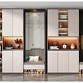 Modern Shoe Cabinet Interior Design With Storage Seating Bench Hanging Rack And Decorative Clock 3d model