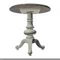 Elegant White Base Side Table With Round Marble Top And Carved Legs Design 3d model
