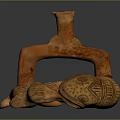 Traditional Ancient Orange Brown Ceramic Artifact With Curved Structure And Textured Surface