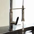 Modern Silver Kitchen Faucet With Retractable Coiled Hose And Control Handle 3d model