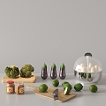 Modern Kitchen Desktop Ornaments Kitchen Utensils Eggplant Vegetable Chopping Board Lime 3d model