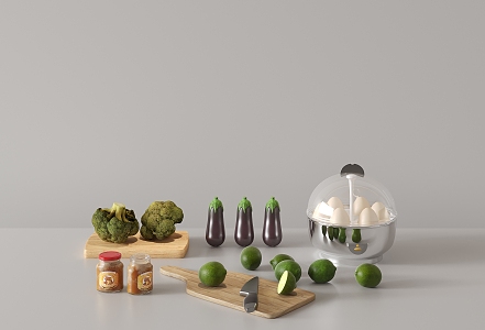 Modern Kitchen Desktop Ornaments Kitchen Utensils Eggplant Vegetable Chopping Board Lime 3d model