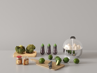 Modern Kitchen Desktop Ornaments Kitchen Utensils Eggplant Vegetable Chopping Board Lime 3d model