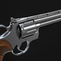 Classic Revolver Firearm With Silver Barrel And Wooden Grip Design 3d model