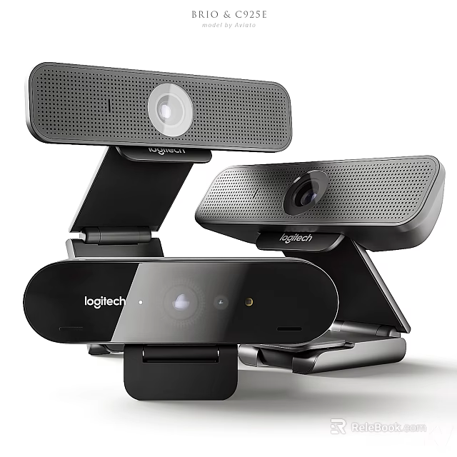 Logitech Webcams With Multiple Angles Built In Microphone And Adjustable Stands 3d model 