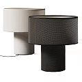Modern Minimalist Table Lamps With Dark And Light Fabric Shades And Cylindrical Bases
