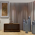 Interior Space Layout With Display Shelves Furniture Decorative Plants And Floor Design