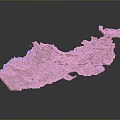 Detailed 3D Terrain Model With River Vegetation And Mountain Features
