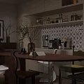 Modern Living Dining Room Interior With Brown Sofa Wooden Table Artwork Plants And Chandelier