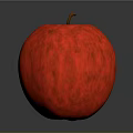 Juicy Red Apple With Brown Stem Smooth Surface And Reflection On Gray Background