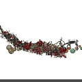 Decorative Branch Vase Arrangement With Red Flowers White Deer And Colorful Spherical Decorations