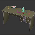 Light Wood Office Desk With Table Lamp Mobile Phone Stethoscope Medicine Bottle And Drawers