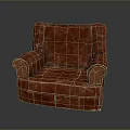 Classic Red Single Seater Leather Sofa With Stitched Detailing And Comfortable Design