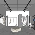 Modern Clothing Store Interior With Clothing Racks Hanging Apparel Mannequins And Display Cabinets