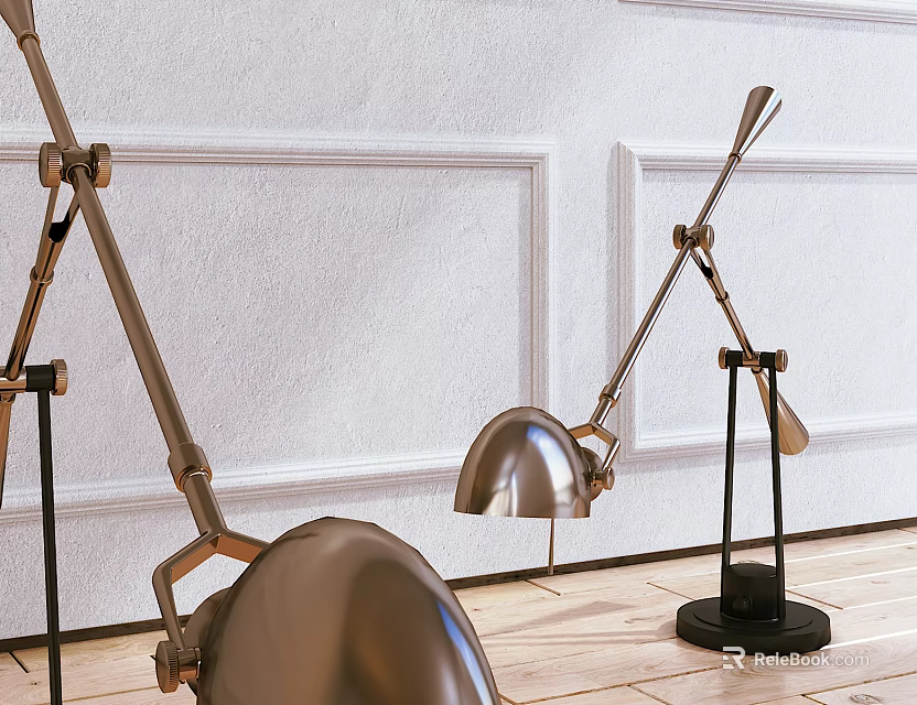 Sleek Modern Table Lamp with Adjustable Metal Arm for Home Office and Bedroom 3d model 