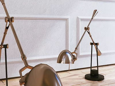 Sleek Modern Table Lamp with Adjustable Metal Arm for Home Office and Bedroom 3d model