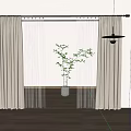 Double Layer Brown Curtains With White Sheer Panels For Modern Interior With Wooden Floor