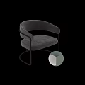 Gray Fabric Accent Chair With Curved Armrests And Silver Metal Frame