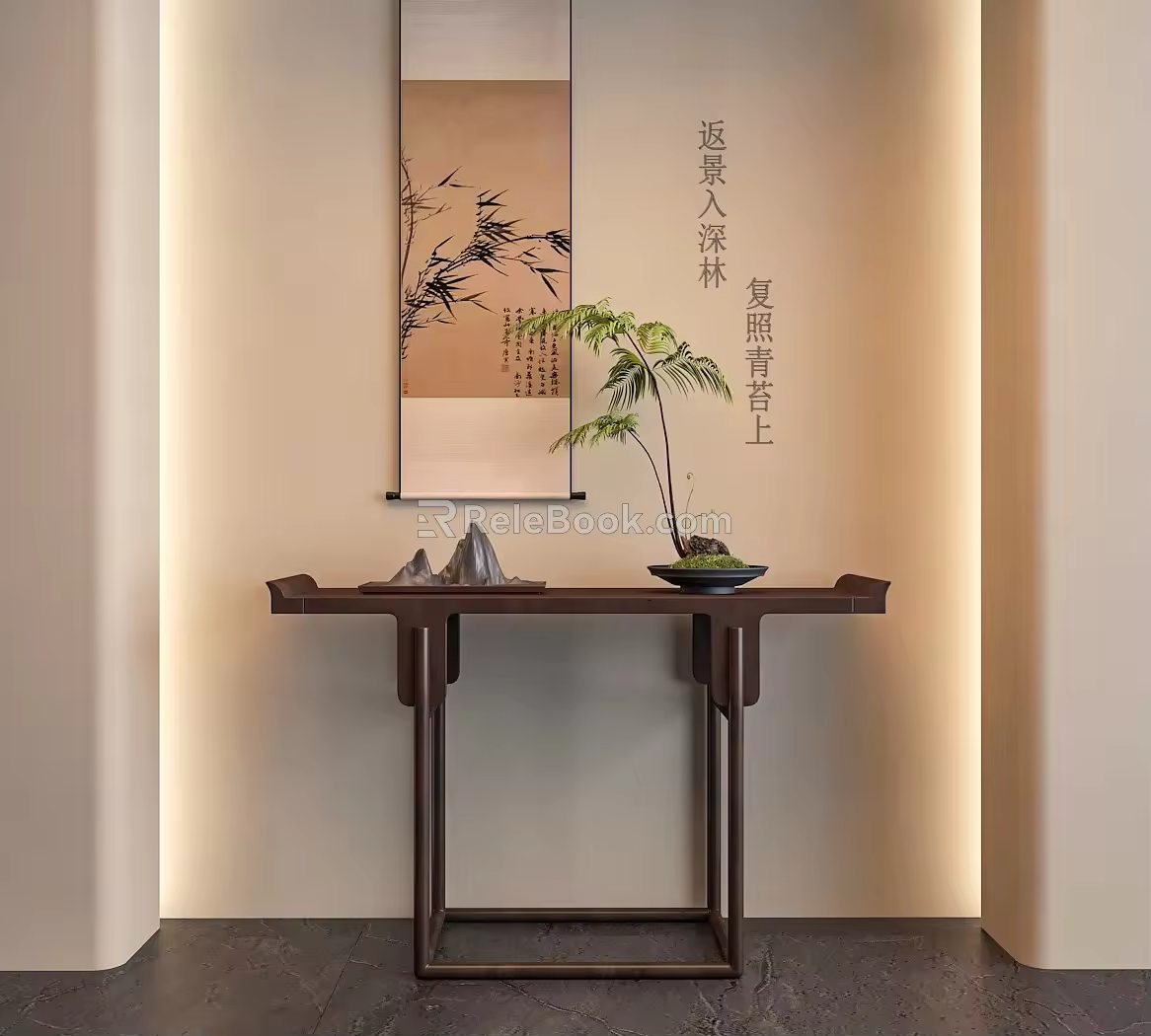 New Chinese-style Middle Ancient Duan Jing Strip Case 3d model