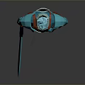 Low Poly Game Movie Warrior Character With Blue Armor Red Accents And Sword