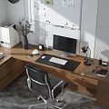 Modern Wooden Office Desk With Computer Monitor Keyboard Mouse Desk Lamp And Natural Light