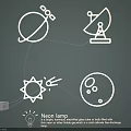 Neon Lamp Combination with Sun Moon Satellite Antenna Designs Energy Saving Decorative Vivid Glow Lighting