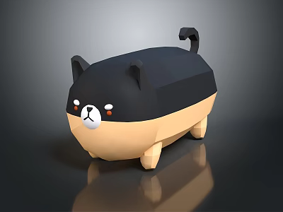 Cute Cartoon Stuffed Animal Toy With Round Body Black Head And Beige Belly 3d model