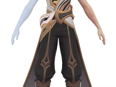 Game And Movie Character With Golden Accents Flowing Robe And Dark Pants 3d model