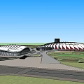 Sports Complex Master Plan With Circular Stadium Green Spaces And Central Lake 3d model