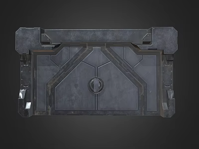 Industrial Entrance Gate Design With Geometric Patterns Circular Emblem And Metal Texture 3d model