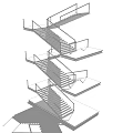 Modern Spiral Staircase Structure With Sleek Metal Frame And Layered Platforms 3d model