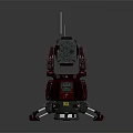 Advanced Mechanical Weapon Turret With Red Gray Yellow Design Antenna Sensor Panels And Support Legs