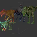 Colorful Dinosaur Toy Figures With Various Species And Different Sizes On