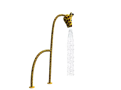 Kindergarten Playground Shower Fixture with Giraffe Shaped Design and Flowing Water 3d model