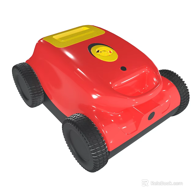 Red Lawn Mower With Yellow Top And Black Wheels For Outdoor Use 3d model 