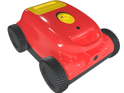 Red Lawn Mower With Yellow Top And Black Wheels For Outdoor Use 3d model