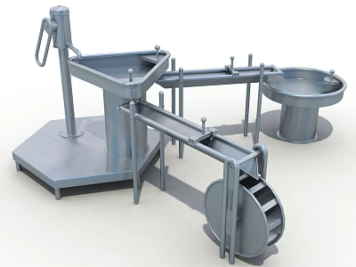 Durable Metal Outdoor Playground Equipment With Rotating Platform And Safety Handles 3d model