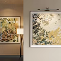 Abstract Painting Wall Art With Gold And Green Colors For Interior Decor