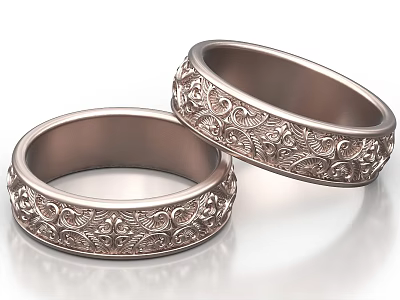 Artisan Crafted Silver Rings With Intricate Filigree And Ornate Engravings 3d model