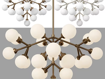 Modern Chandelier Design With Multiple White Spherical Bulbs And Metal Frame 3d model