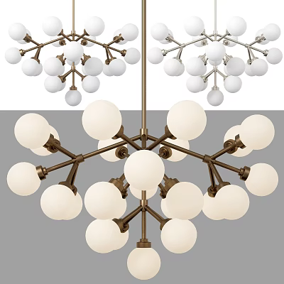 Modern Chandelier Design With Multiple White Spherical Bulbs And Metal Frame 3d model