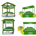 Commercial Display Equipment Green Multi tiered Stands With Dragon Boat Elements For Displaying Products