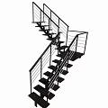 Modern Metal Staircase Design With Black Steps And Railing In Contemporary Interior 3d model
