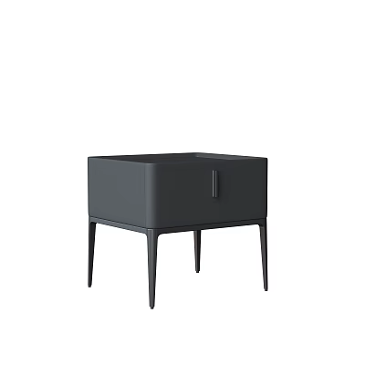 Black Modern Bedside Table With Single Drawer And Slim Legs Design 3d model