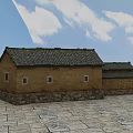 Traditional Ancient Building Featuring Tile Roof Brick Walls And Wooden Doors