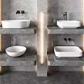 Modern Marble Washbasin Design With Floating Countertops And Ambient Lighting