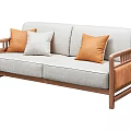New Chinese-style double sofa for three 3d model