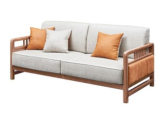 New Chinese-style double sofa for three 3d model