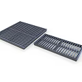 Pair Of Square Metal Drainage Grates With Grid Pattern For Floors