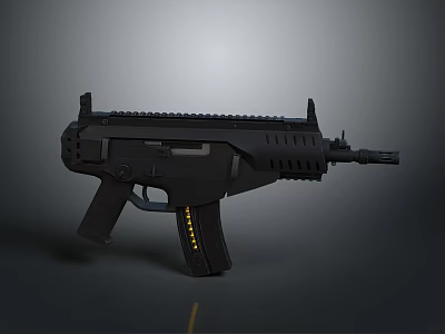 Modern Tactical Black Assault Rifle 3D Model With Grip And Barrel Design 3d model